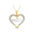 thumbnail image 1 of 10kt Yellow Gold Womens Round Diamond Heart Mom Mother Pendant 1/8 Cttw, 1 of 1