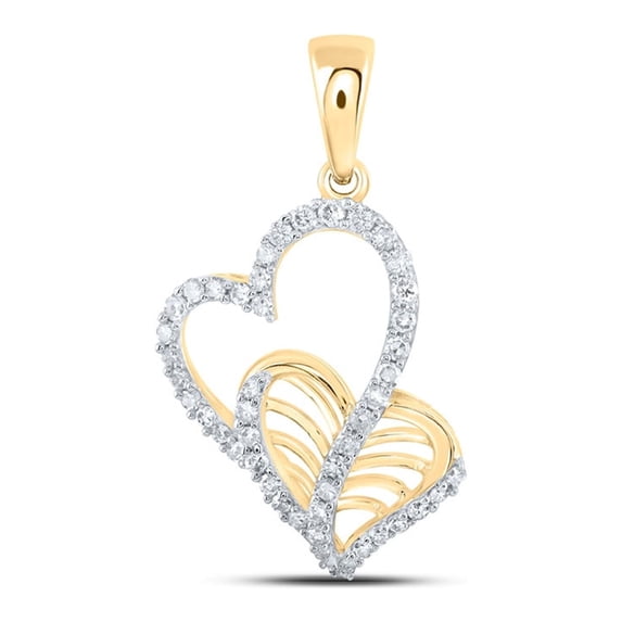 10kt Yellow Gold Womens Round Diamond Heart Pendant 1/3 Cttw