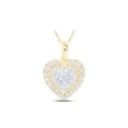 thumbnail image 1 of 10kt Yellow Gold Womens Round Diamond Heart Pendant 1/4 Cttw, 1 of 1
