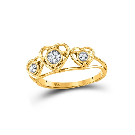 10kt Yellow Gold Womens Round Diamond Heart Ring .03 Cttw