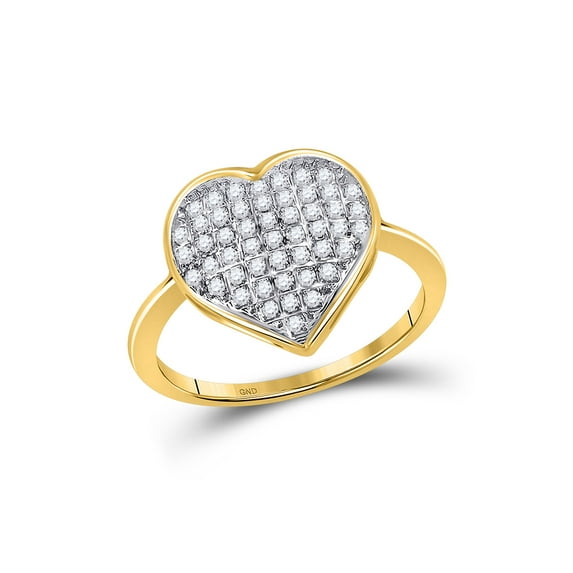 10kt Yellow Gold Womens Round Diamond Heart Ring 1/6 Cttw