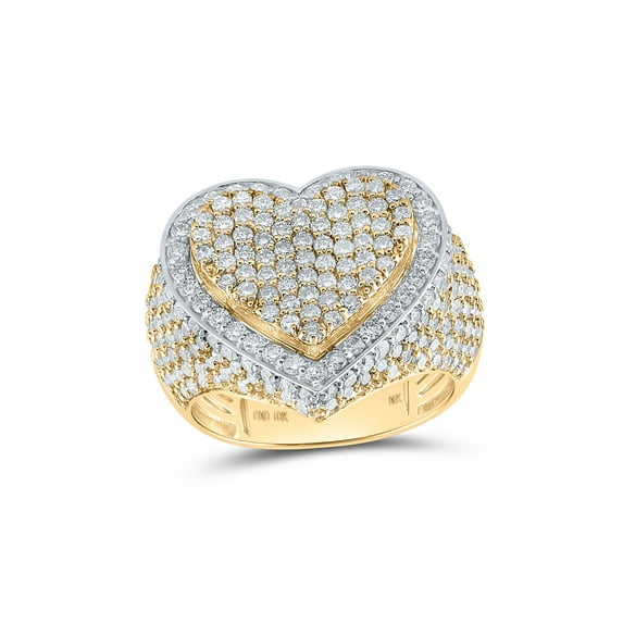 10kt Yellow Gold Womens Round Diamond Heart Ring 3 Cttw