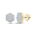 thumbnail image 1 of 10kt Yellow Gold Womens Round Diamond Hexagon Cluster Earrings 1/8 Cttw, 1 of 1