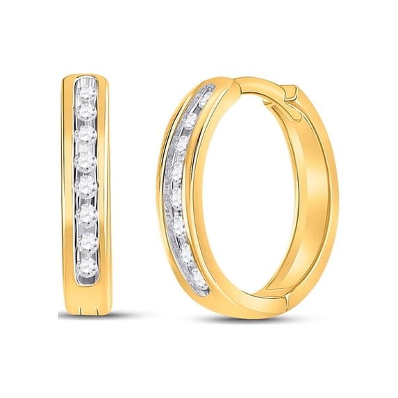 10kt Yellow Gold Womens Round Diamond Hoop Earrings 1/4 Cttw