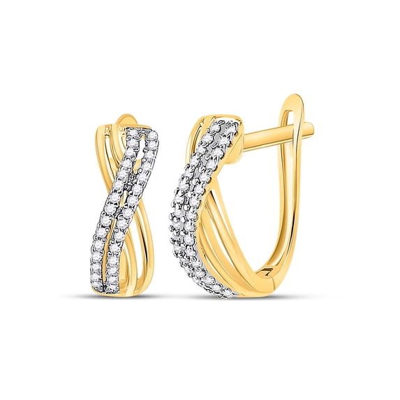 10kt Yellow Gold Womens Round Diamond Hoop Earrings 1/5 Cttw