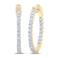 thumbnail image 1 of 10kt Yellow Gold Womens Round Diamond Hoop Earrings 2 Cttw, 1 of 1