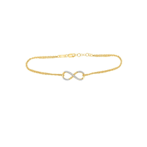 10kt Yellow Gold Womens Round Diamond Infinity Bracelet 1/10 Cttw