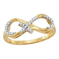 thumbnail image 1 of 10kt Yellow Gold Womens Round Diamond Infinity Cross Band Ring 1/10 Cttw, 1 of 1