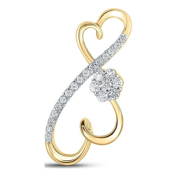 10kt Yellow Gold Womens Round Diamond Infinity Heart Pendant 1/4 Cttw