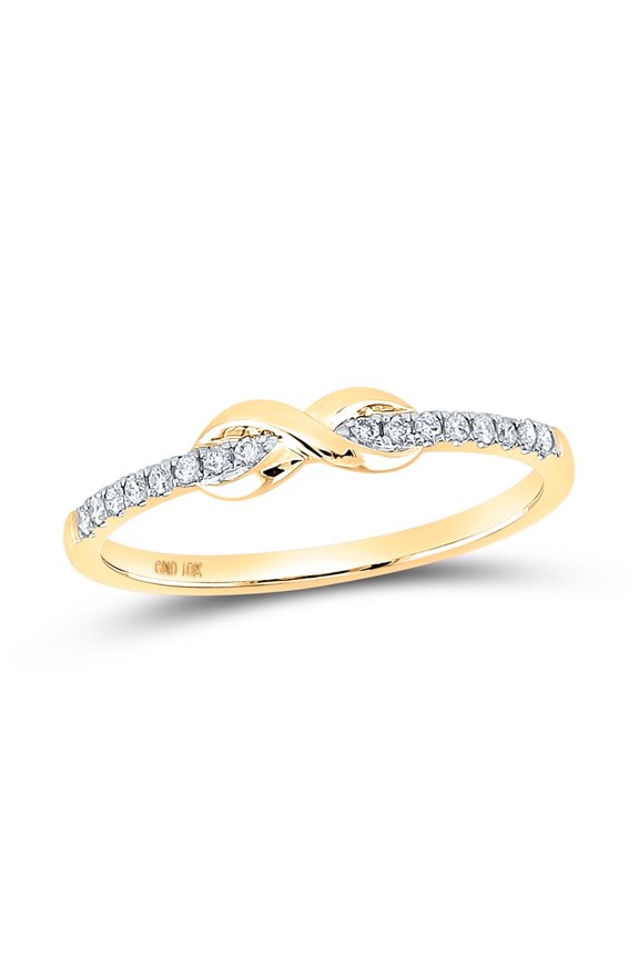 10kt Yellow Gold Womens Round Diamond Infinity Knot Stackable Ring 1/10 Cttw