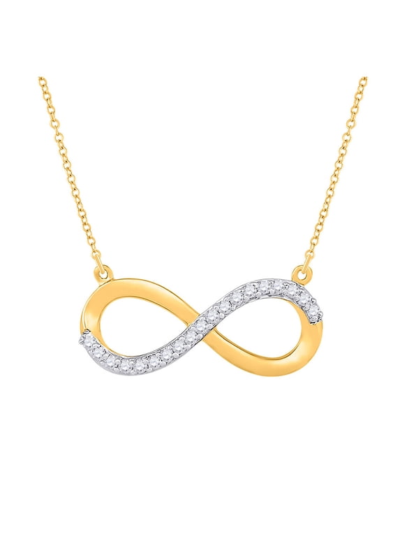 10kt Yellow Gold Womens Round Diamond Infinity Necklace 1/20 Cttw