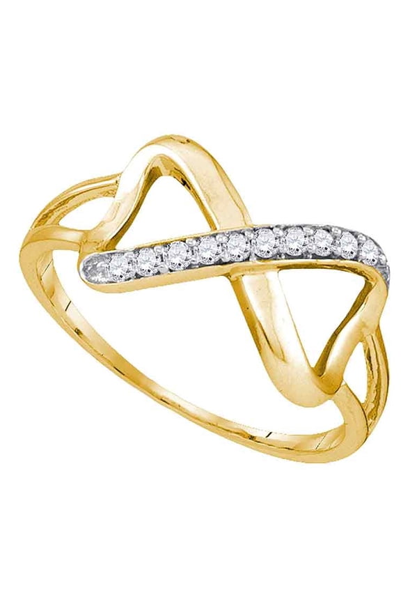 10kt Yellow Gold Womens Round Diamond Infinity Ring 1/10 Cttw