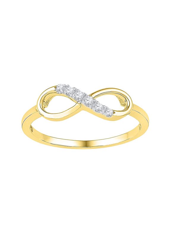 10kt Yellow Gold Womens Round Diamond Infinity Ring 1/20 Cttw