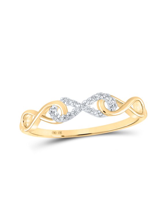10kt Yellow Gold Womens Round Diamond Infinity Ring 1/20 Cttw