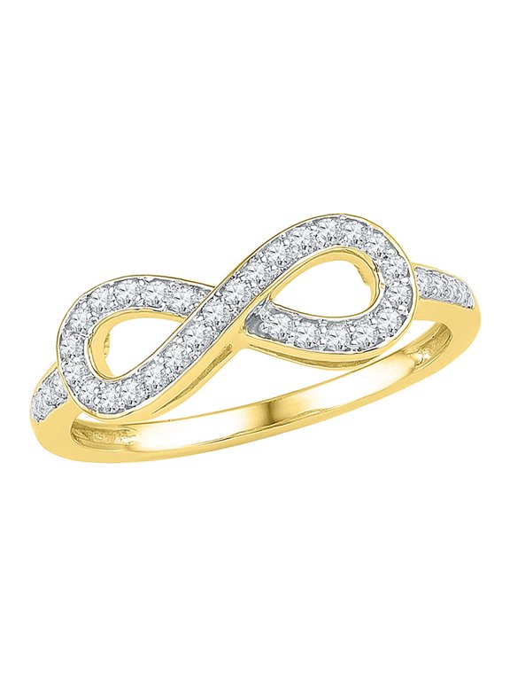 10kt Yellow Gold Womens Round Diamond Infinity Ring 1/5 Cttw