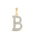 thumbnail image 1 of 10kt Yellow Gold Womens Round Diamond Initial B Letter Pendant 1/12 Cttw, 1 of 2