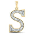 thumbnail image 1 of 10kt Yellow Gold Womens Round Diamond Initial S Letter Pendant 1/10 Cttw, 1 of 1
