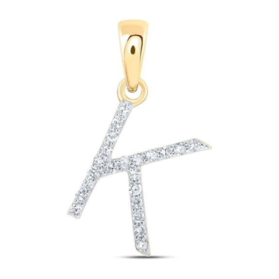 10kt Yellow Gold Womens Round Diamond K Initial Letter Pendant 1/10 Cttw