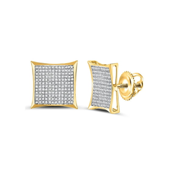 10kt Yellow Gold Womens Round Diamond Kite Square Earrings 7/8 Cttw