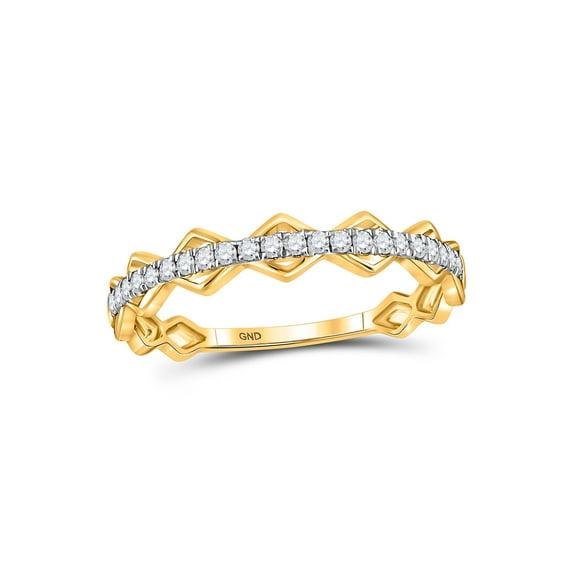 10kt Yellow Gold Womens Round Diamond Link Stackable Band Ring 1/5 Cttw