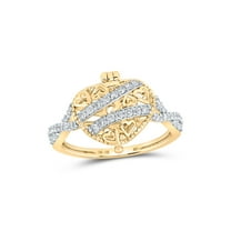 10kt Yellow Gold Womens Round Diamond Locket Heart Ring 1/3 Cttw