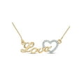 thumbnail image 1 of 10kt Yellow Gold Womens Round Diamond Love Heart Necklace 1/12 Cttw, 1 of 1