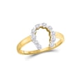 thumbnail image 1 of 10kt Yellow Gold Womens Round Diamond Lucky Horseshoe Ring 1/20 Cttw, 1 of 4