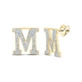 thumbnail image 1 of 10kt Yellow Gold Womens Round Diamond M Initial Letter Earrings 1/4 Cttw, 1 of 1