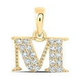 thumbnail image 1 of 10kt Yellow Gold Womens Round Diamond M Initial Letter Pendant 1/10 Cttw, 1 of 1