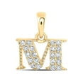 thumbnail image 1 of 10kt Yellow Gold Womens Round Diamond M Initial Letter Pendant 1/10 Cttw, 1 of 1