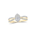 thumbnail image 1 of 10kt Yellow Gold Womens Round Diamond Marquise-shape Cluster Ring 1/10 Cttw, 1 of 1