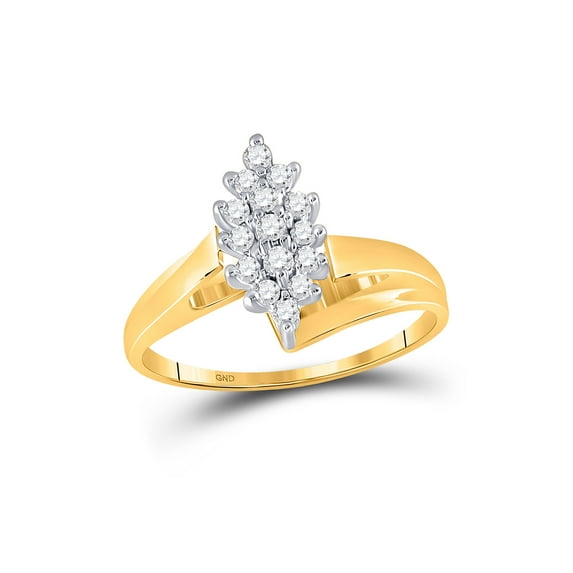 10kt Yellow Gold Womens Round Diamond Marquise-shape Cluster Ring 1/4 Cttw