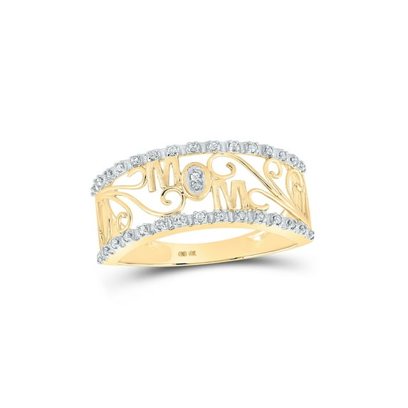 10kt Yellow Gold Womens Round Diamond Mom Band Ring 1/10 Cttw