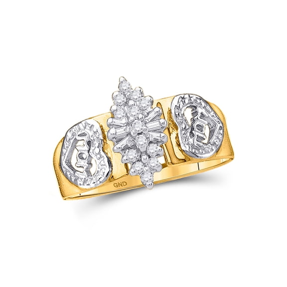 10kt Yellow Gold Womens Round Diamond Mom Ring 1/8 Cttw