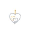 thumbnail image 1 of 10kt Yellow Gold Womens Round Diamond Nested Heart Pendant 3/8 Cttw, 1 of 1
