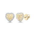 thumbnail image 1 of 10kt Yellow Gold Womens Round Diamond Nugget Heart Earrings 1/10 Cttw, 1 of 1