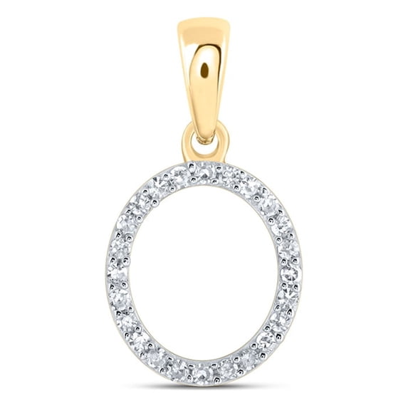 10kt Yellow Gold Womens Round Diamond O Initial Letter Pendant 1/10 Cttw