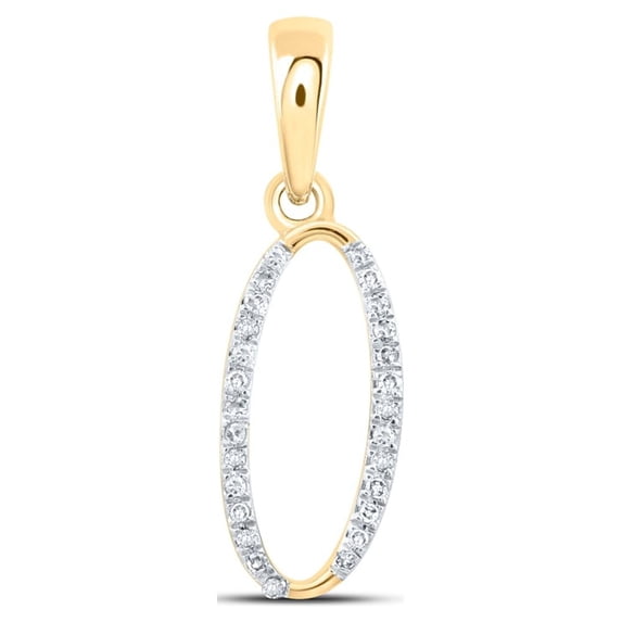 10kt Yellow Gold Womens Round Diamond O Initial Letter Pendant 1/12 Cttw