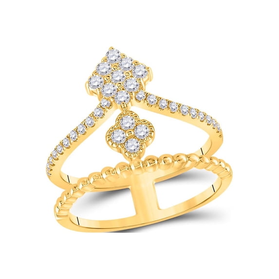 10kt Yellow Gold Womens Round Diamond Offset Square Fashion Ring 1/2 Cttw