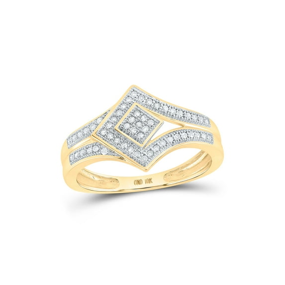 10kt Yellow Gold Womens Round Diamond Offset Square Ring 1/6 Cttw