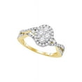 thumbnail image 1 of 10kt Yellow Gold Womens Round Diamond Oval Cluster Halo Twist Bridal Wedding Engagement Ring 1.00 Cttw, 1 of 1