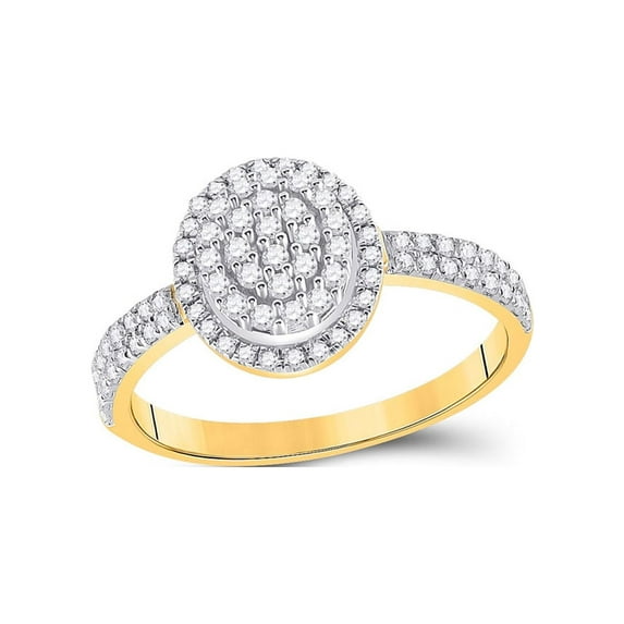 10kt Yellow Gold Womens Round Diamond Oval Cluster Ring 1/2 Cttw
