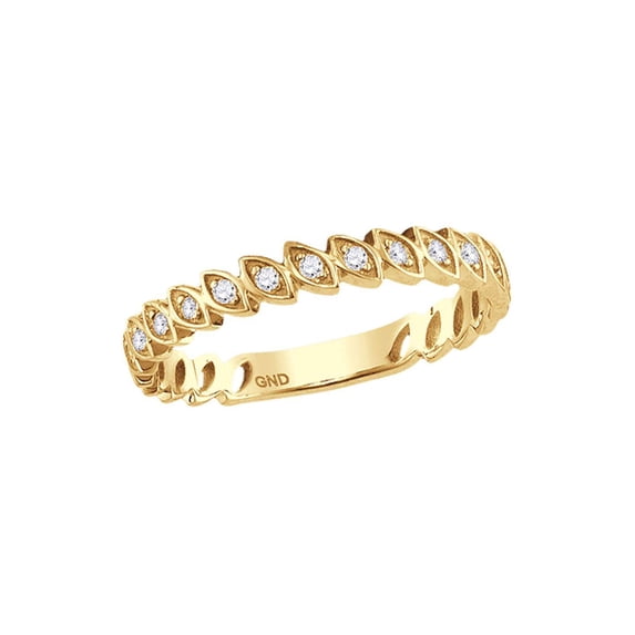 10kt Yellow Gold Womens Round Diamond Ovals Stackable Band Ring 1/10 Cttw