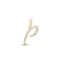 thumbnail image 1 of 10kt Yellow Gold Womens Round Diamond P Cursive Initial Letter Pendant 3/8 Cttw, 1 of 1