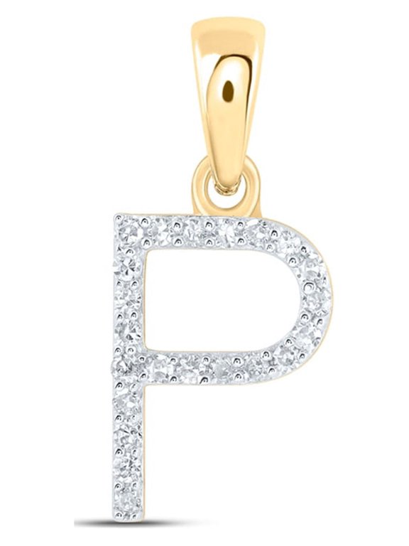 10kt Yellow Gold Womens Round Diamond P Initial Letter Pendant 1/10 Cttw