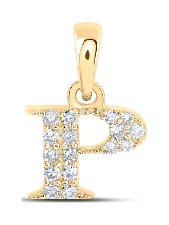 10kt Yellow Gold Womens Round Diamond P Initial Letter Pendant 1/10 Cttw