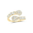 thumbnail image 1 of 10kt Yellow Gold Womens Round Diamond Pear Cuff Band Ring 5/8 Cttw, 1 of 1
