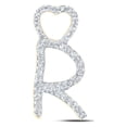 thumbnail image 1 of 10kt Yellow Gold Womens Round Diamond R Heart Letter Pendant 1/8 Cttw, 1 of 1