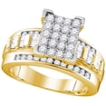 thumbnail image 1 of 10kt Yellow Gold Womens Round Diamond Rectangle Cluster Bridal Wedding Engagement Ring 7/8 Cttw - Size 9.5, 1 of 1