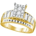 thumbnail image 1 of 10kt Yellow Gold Womens Round Diamond Rectangle Cluster Bridal Wedding Engagement Ring 7/8 Cttw, 1 of 1